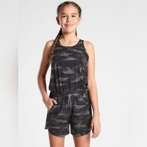 Athleta Girl Black Camo On The Go Shorts Romper, Size L/12